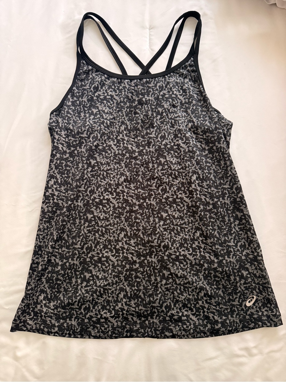 Asics White and Black Racerback Sports Tank